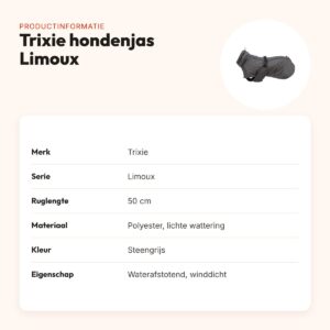 Trixie hondenjas Limoux steengrijs 50 cm – waterafstotend, winddicht – productinformatie