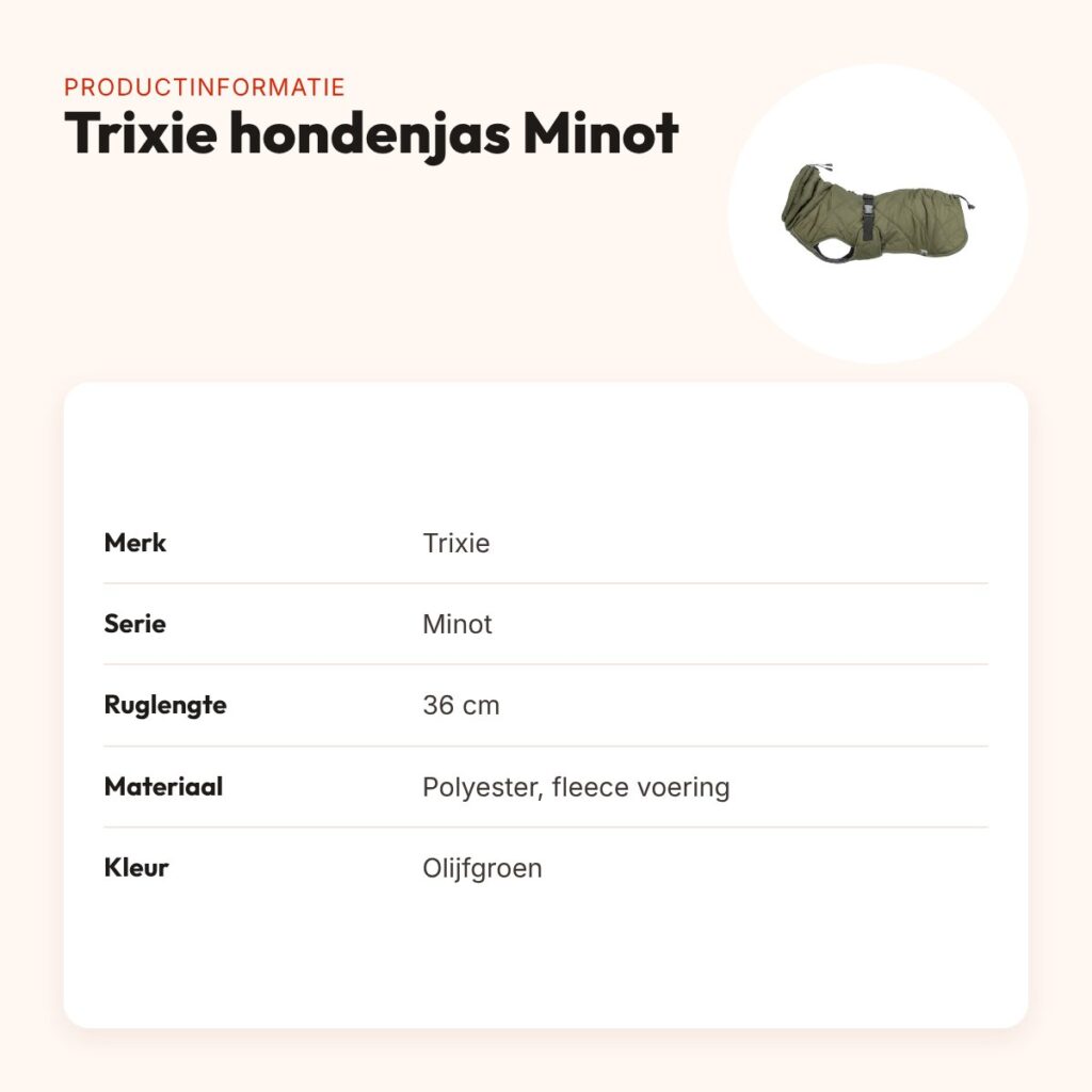 Trixie hondenjas Minot olijfgroen 36 cm – fleece voering, waterdicht – productinformatie