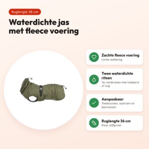 Trixie hondenjas Minot olijfgroen 36 cm – fleece voering, waterdicht – voordelen