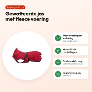 Trixie hondenjas Minot rood 36 cm – gewatteerd, fleece voering – voordelen