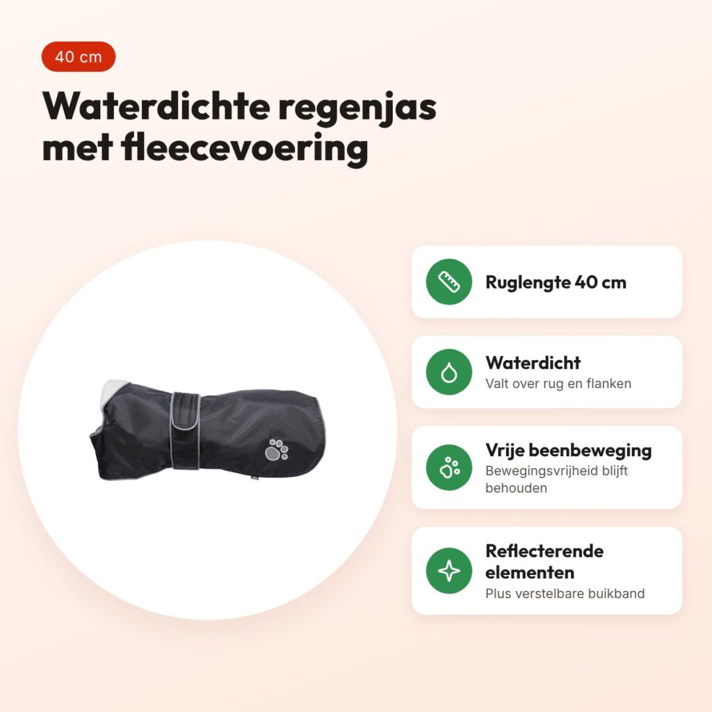 Trixie hondenjas Orléans zwart 40 cm – waterdichte regenjas – voordelen
