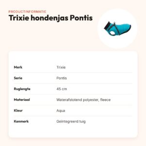 Trixie hondenjas Pontis aqua 45 cm – met geïntegreerd tuig, waterafstotend – productinformatie