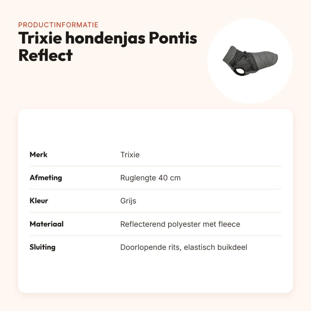 Trixie hondenjas Pontis met tuig Reflect grijs 40 cm – reflecterend – productinformatie