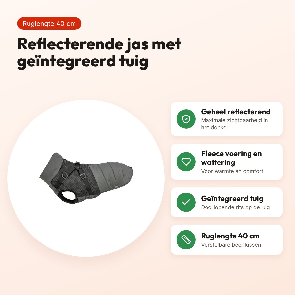 Trixie hondenjas Pontis met tuig Reflect grijs 40 cm – reflecterend – voordelen