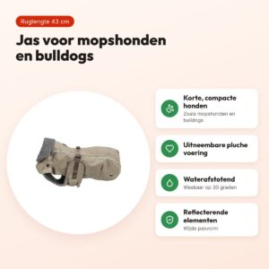 Trixie hondenjas Rouen zand 43 cm – voor mopshonden en bulldogs – voordelen