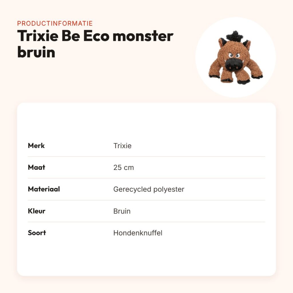 Trixie hondenknuffel Be Eco monster gerecycled pluche bruin 25 cm – productinformatie