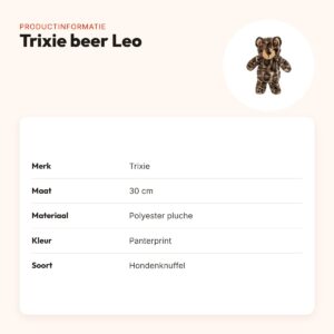 Trixie hondenknuffel beer Leo pluche panterprint 30 cm – productinformatie
