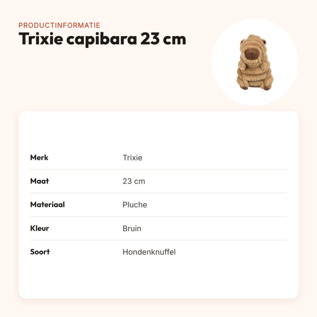 Trixie hondenknuffel capibara pluche bruin 23 cm – productinformatie