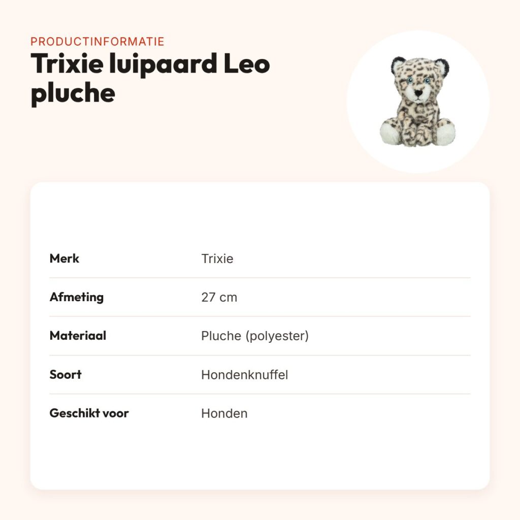Trixie hondenknuffel luipaard Leo pluche 27 cm – productinformatie