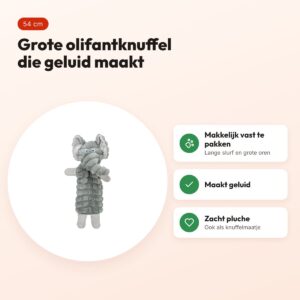 Trixie hondenknuffel olifant pluche grijs 54 cm – met geluid – voordelen