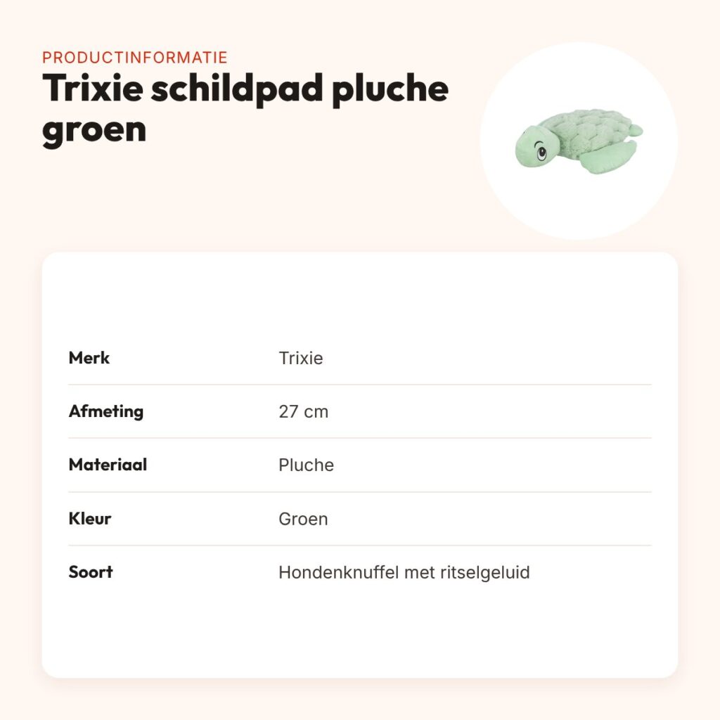 Trixie hondenknuffel schildpad pluche groen 27 cm – ritselend – productinformatie