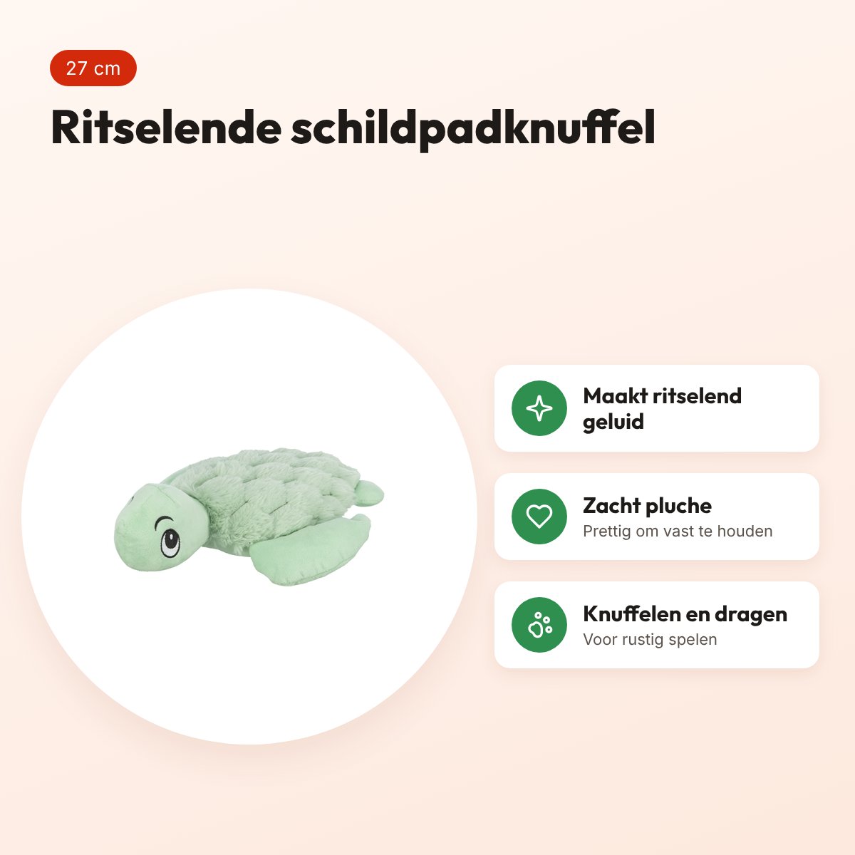 Trixie hondenknuffel schildpad pluche groen 27 cm – ritselend – voordelen