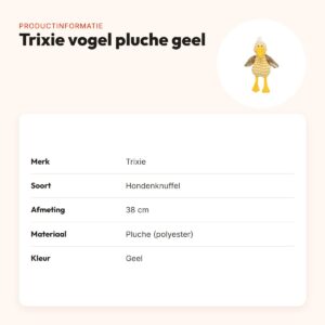 Trixie hondenknuffel vogel pluche geel 38 cm – met geluid – productinformatie