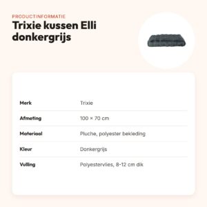 Trixie hondenkussen Elli donkergrijs 100 x 70 cm – pluche, slipvast – productinformatie