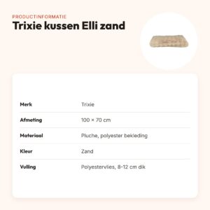 Trixie hondenkussen Elli zand 100 x 70 cm – pluche, afneembare bekleding – productinformatie