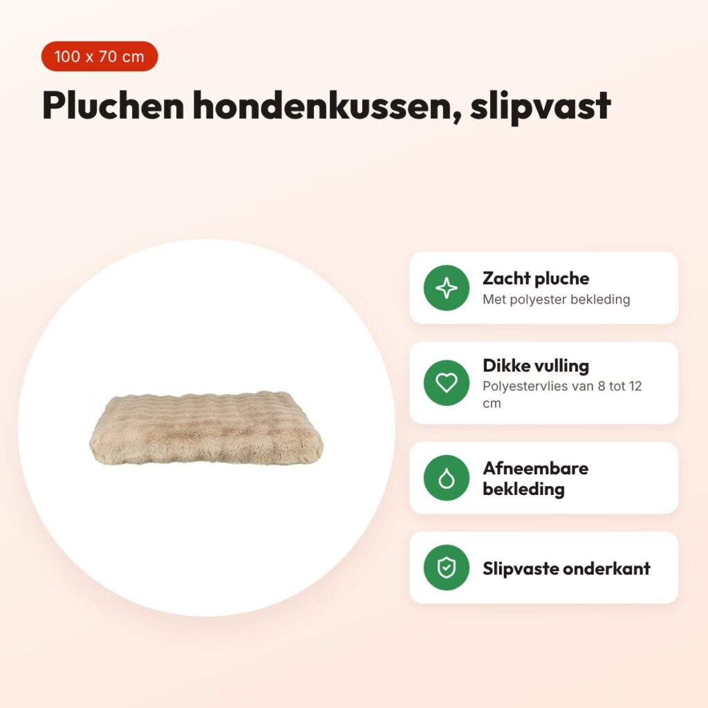 Trixie hondenkussen Elli zand 100 x 70 cm – pluche, afneembare bekleding – voordelen