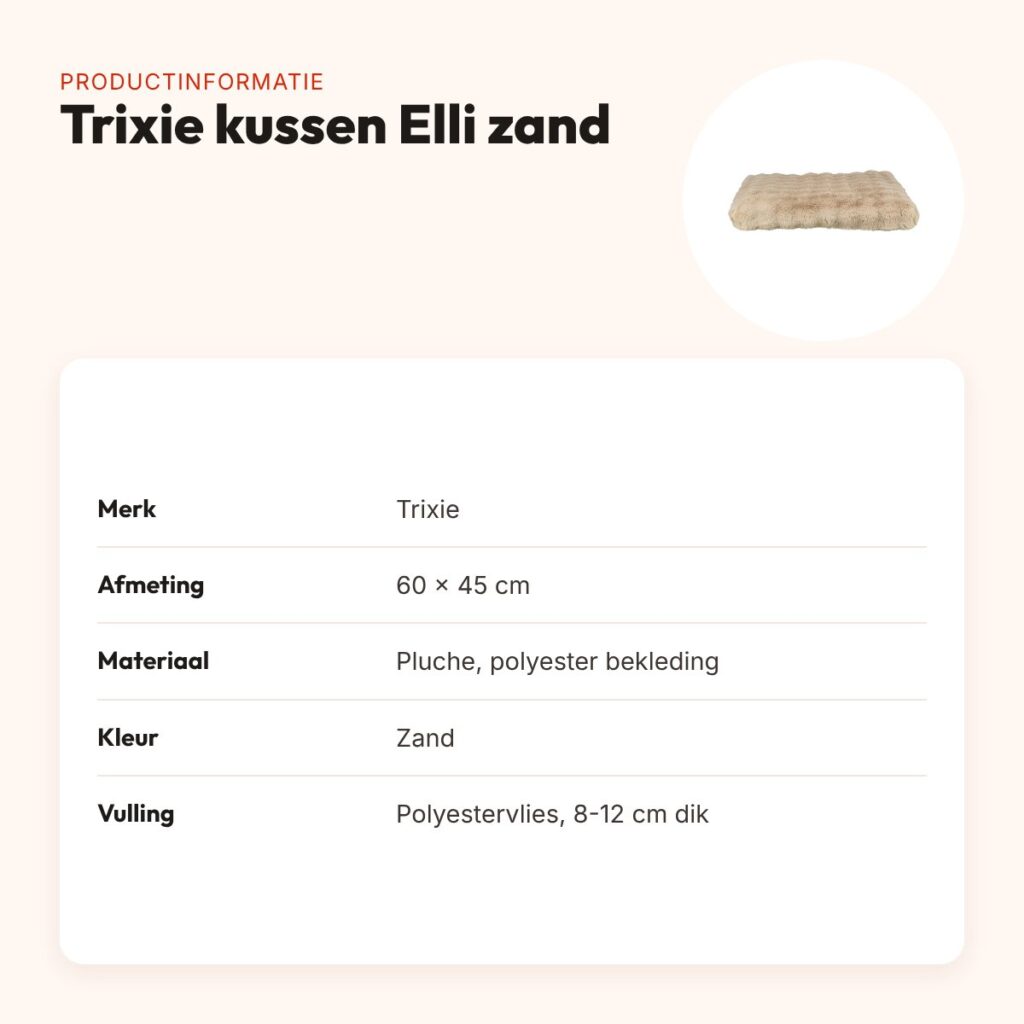 Trixie hondenkussen Elli zand 60 x 45 cm – pluche, afneembare bekleding – productinformatie