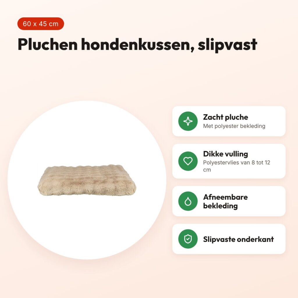 Trixie hondenkussen Elli zand 60 x 45 cm – pluche, afneembare bekleding – voordelen