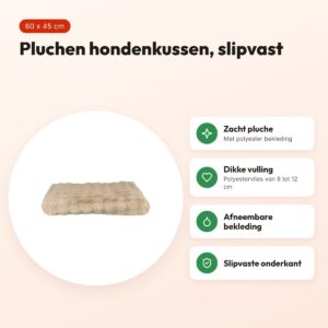 Trixie hondenkussen Elli zand 60 x 45 cm – pluche, afneembare bekleding – voordelen