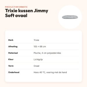 Trixie hondenkussen Jimmy Soft ovaal lichtgrijs 105 x 68 cm – pluche – productinformatie