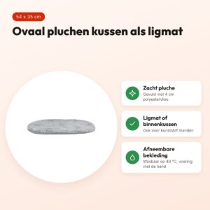 Trixie hondenkussen Jimmy Soft ovaal lichtgrijs 54 x 35 cm – pluche – voordelen