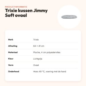 Trixie hondenkussen Jimmy Soft ovaal lichtgrijs 64 x 41 cm – pluche – productinformatie