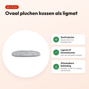 Trixie hondenkussen Jimmy Soft ovaal lichtgrijs 64 x 41 cm – pluche – voordelen