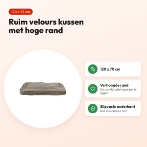 Trixie hondenkussen Liano hoekig velours taupe 120 x 70 cm – voordelen