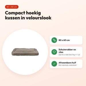 Trixie hondenkussen Liano hoekig velours taupe 80 x 60 cm – voordelen