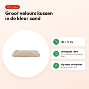 Trixie hondenkussen Liano hoekig velours zand 120 x 70 cm – voordelen