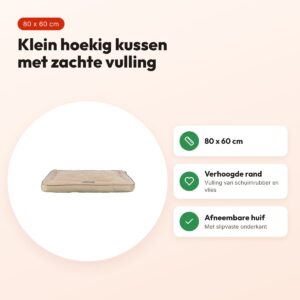 Trixie hondenkussen Liano hoekig velours zand 80 x 60 cm – voordelen