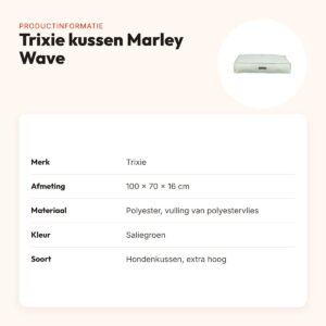 Trixie hondenkussen Marley Wave saliegroen 100 x 70 x 16 cm – extra hoog – productinformatie