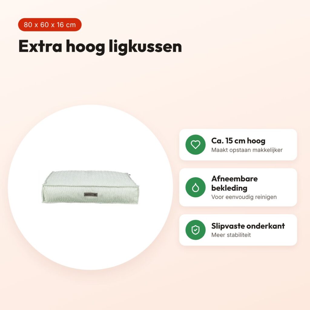 Trixie hondenkussen Marley Wave saliegroen 80 x 60 x 16 cm – extra hoog – voordelen