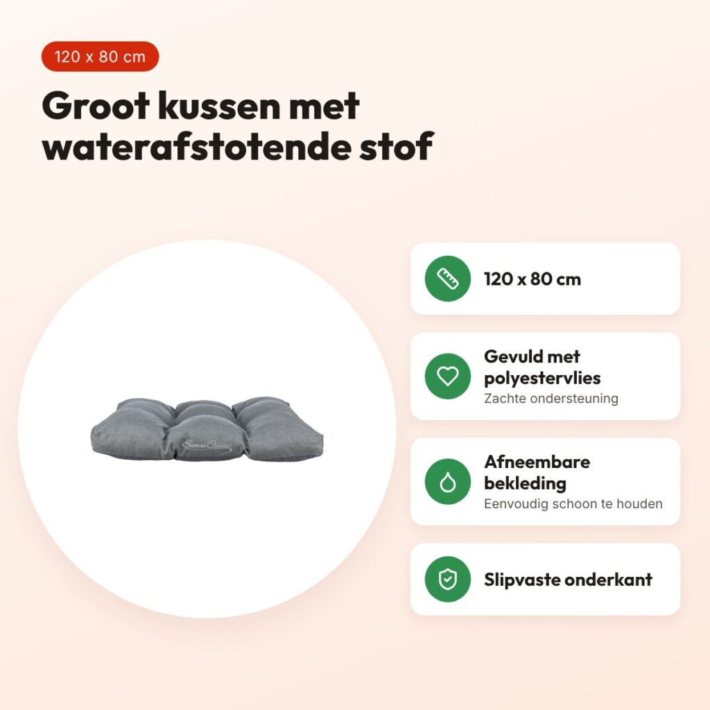Trixie hondenkussen Samoa waterafstotend donkergrijs 120 x 80 cm – voordelen