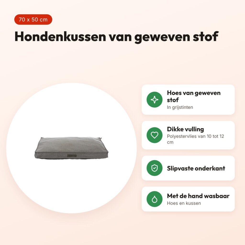 Trixie hondenkussen Talis grijs 70 x 50 cm – geweven stof, slipvast – voordelen