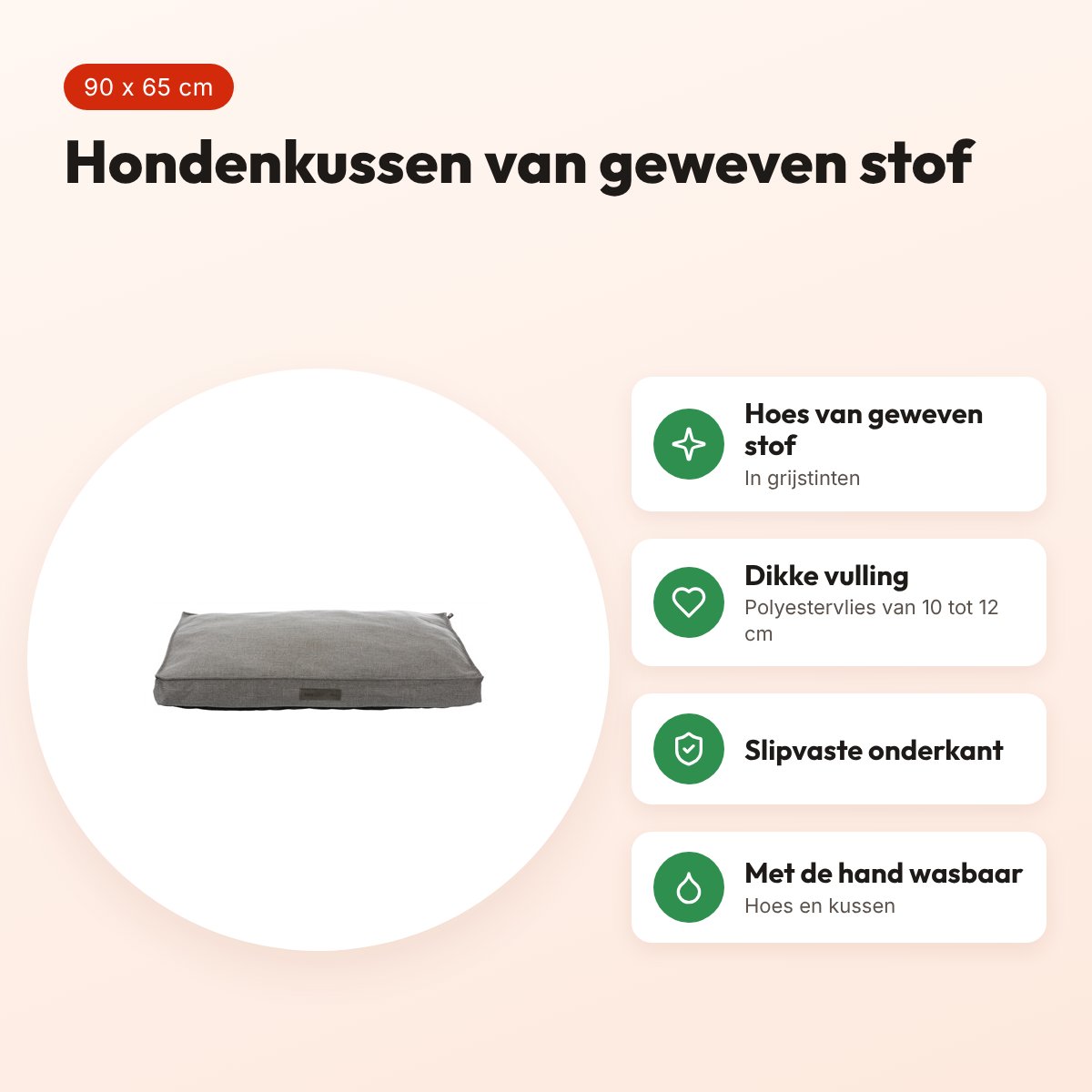 Trixie hondenkussen Talis grijs 90 x 65 cm – geweven stof, slipvast – voordelen