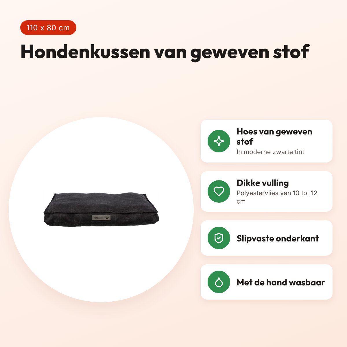 Trixie hondenkussen Talis zwart 110 x 80 cm – geweven stof, slipvast – voordelen
