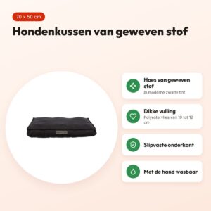 Trixie hondenkussen Talis zwart 70 x 50 cm – geweven stof, slipvast – voordelen