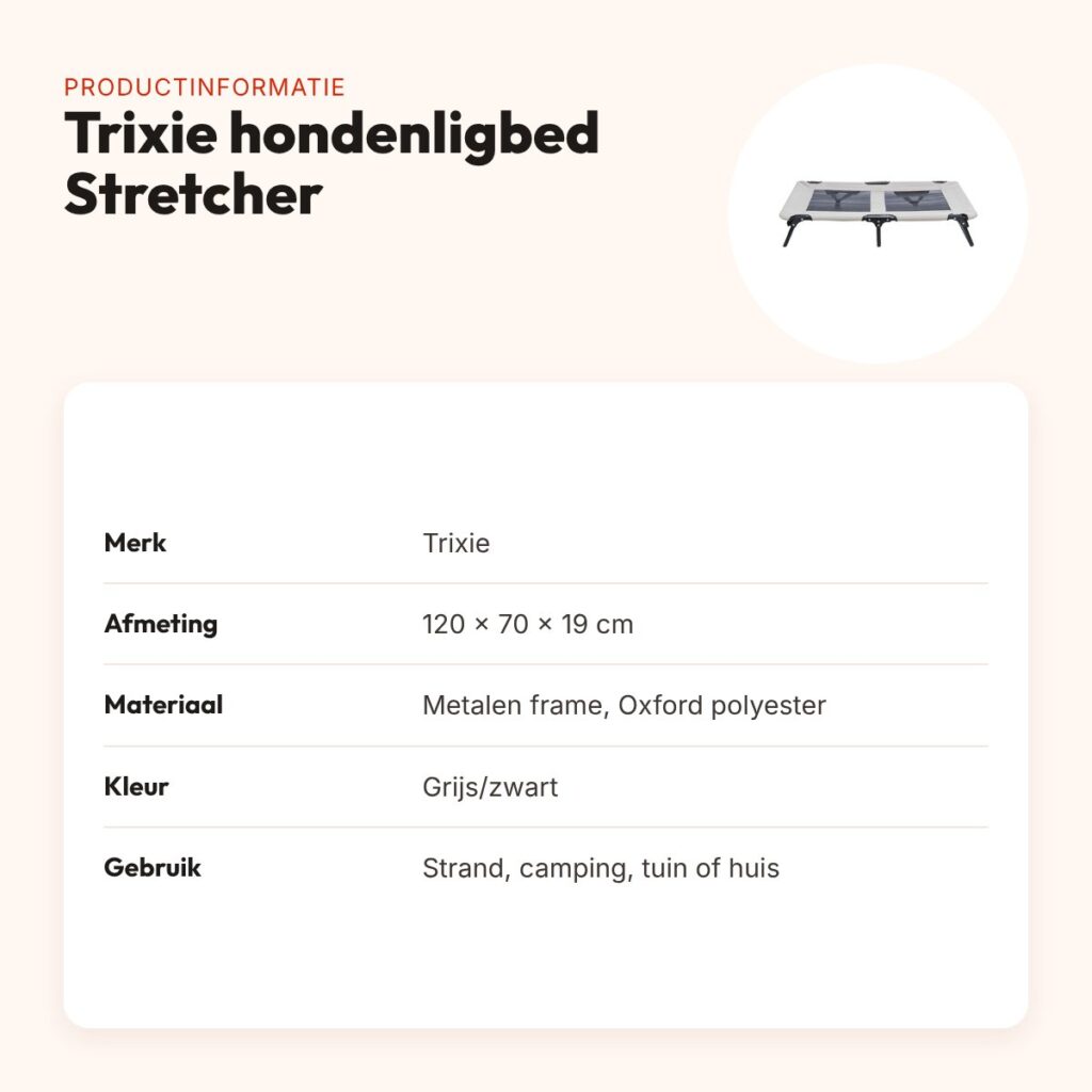 Trixie hondenligbed Stretcher grijs/zwart 120 x 70 x 19 cm – inklapbaar – productinformatie