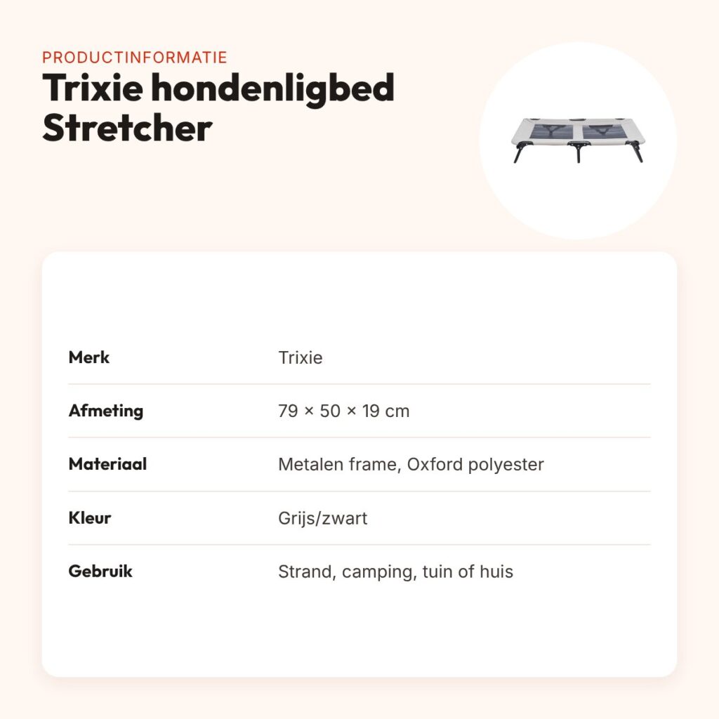 Trixie hondenligbed Stretcher grijs/zwart 79 x 50 x 19 cm – inklapbaar – productinformatie