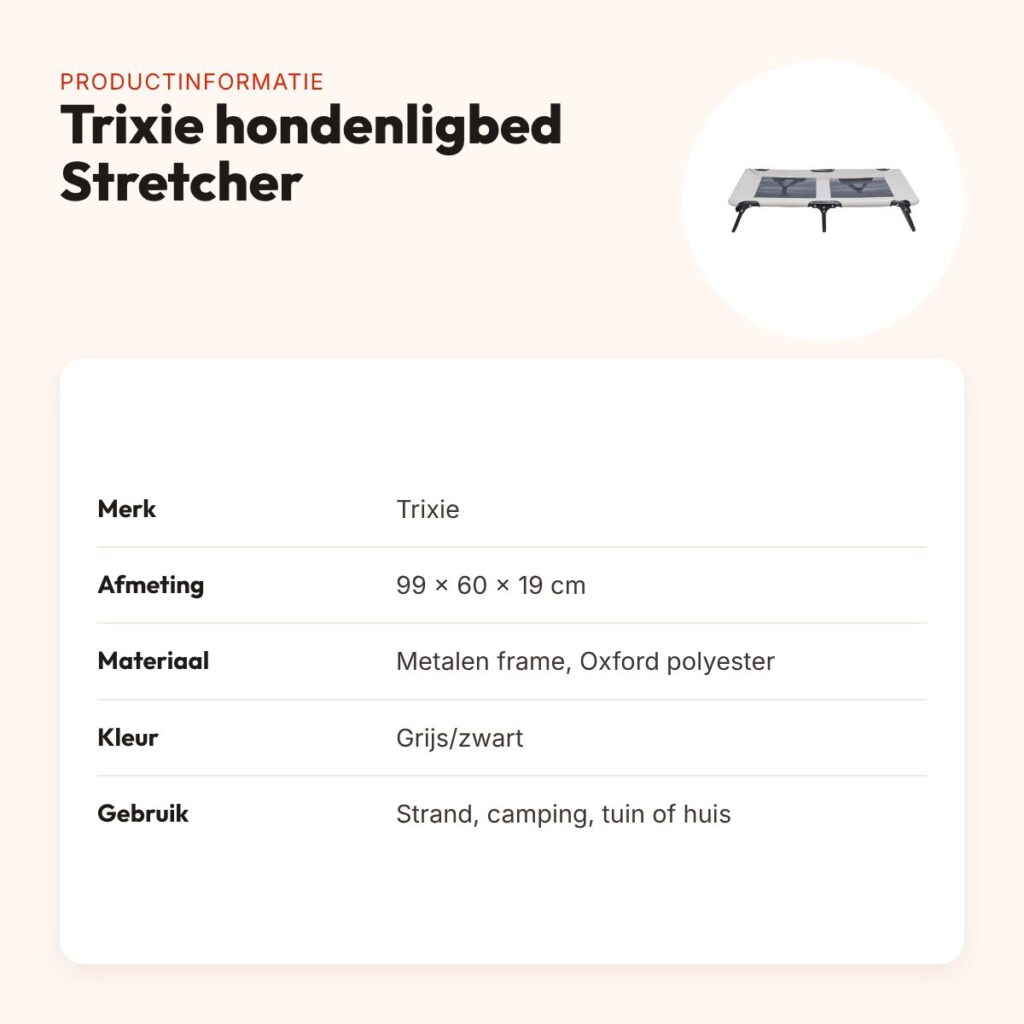 Trixie hondenligbed Stretcher grijs/zwart 99 x 60 x 19 cm – inklapbaar – productinformatie