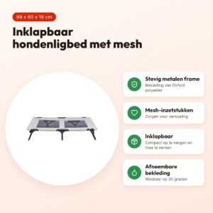 Trixie hondenligbed Stretcher grijs/zwart 99 x 60 x 19 cm – inklapbaar – voordelen