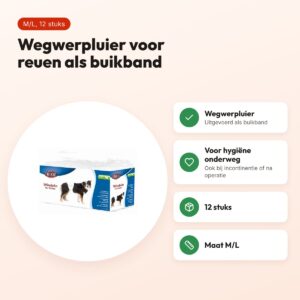 Trixie hondenluier voor reuen M/L 12 stuks – wegwerp, absorberend – voordelen