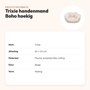 Trixie hondenmand Boho hoekig beige 50 x 50 cm – pluche – productinformatie