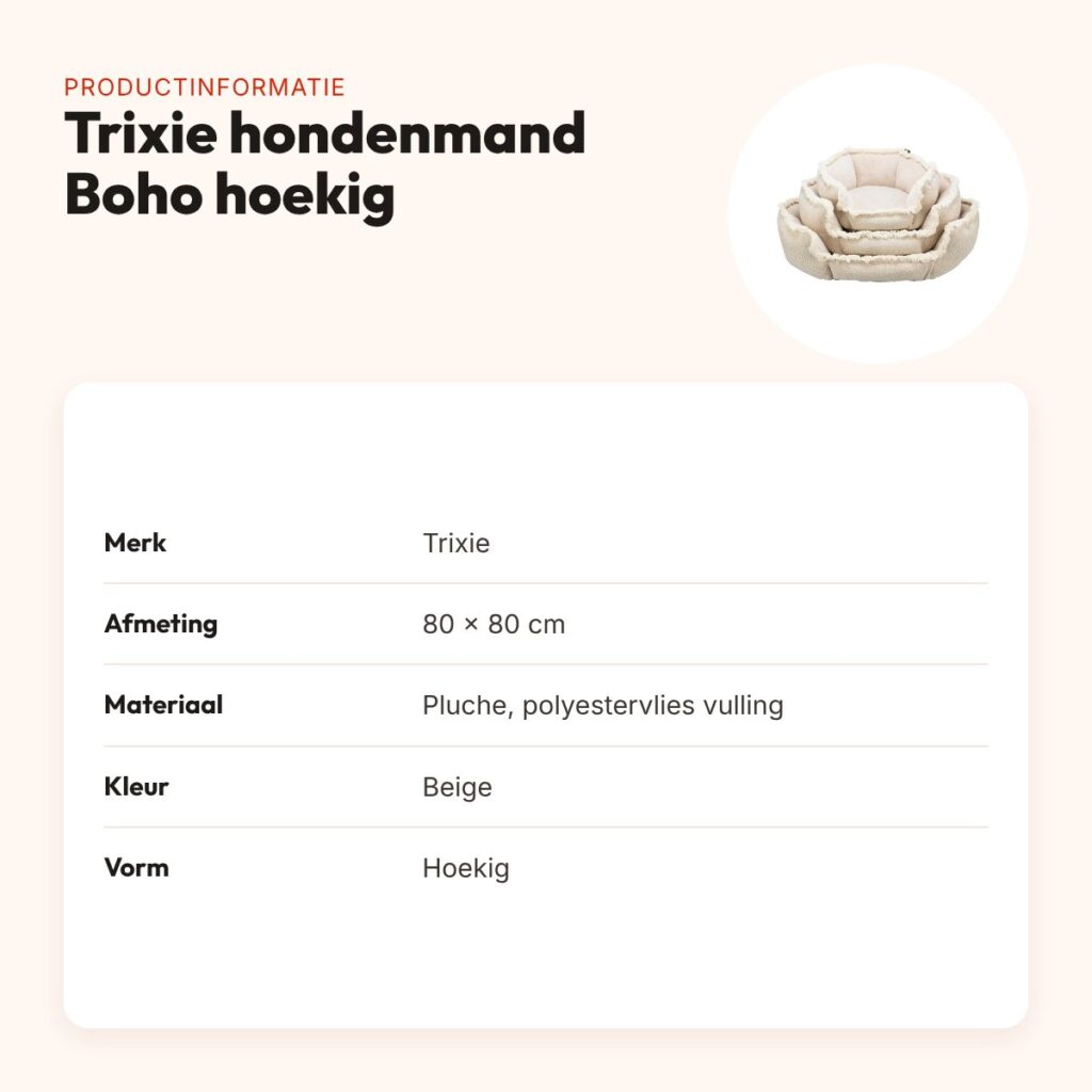 Trixie hondenmand Boho hoekig beige 80 x 80 cm – pluche – productinformatie