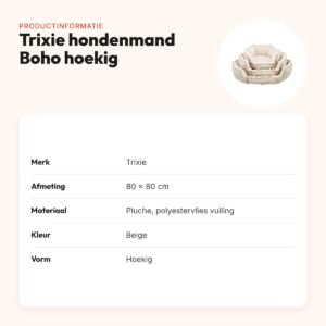 Trixie hondenmand Boho hoekig beige 80 x 80 cm – pluche – productinformatie