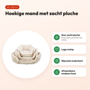 Trixie hondenmand Boho hoekig beige 80 x 80 cm – pluche – voordelen