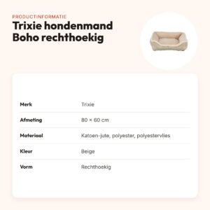 Trixie hondenmand Boho rechthoekig beige 80 x 60 cm – afneembare hoes – productinformatie