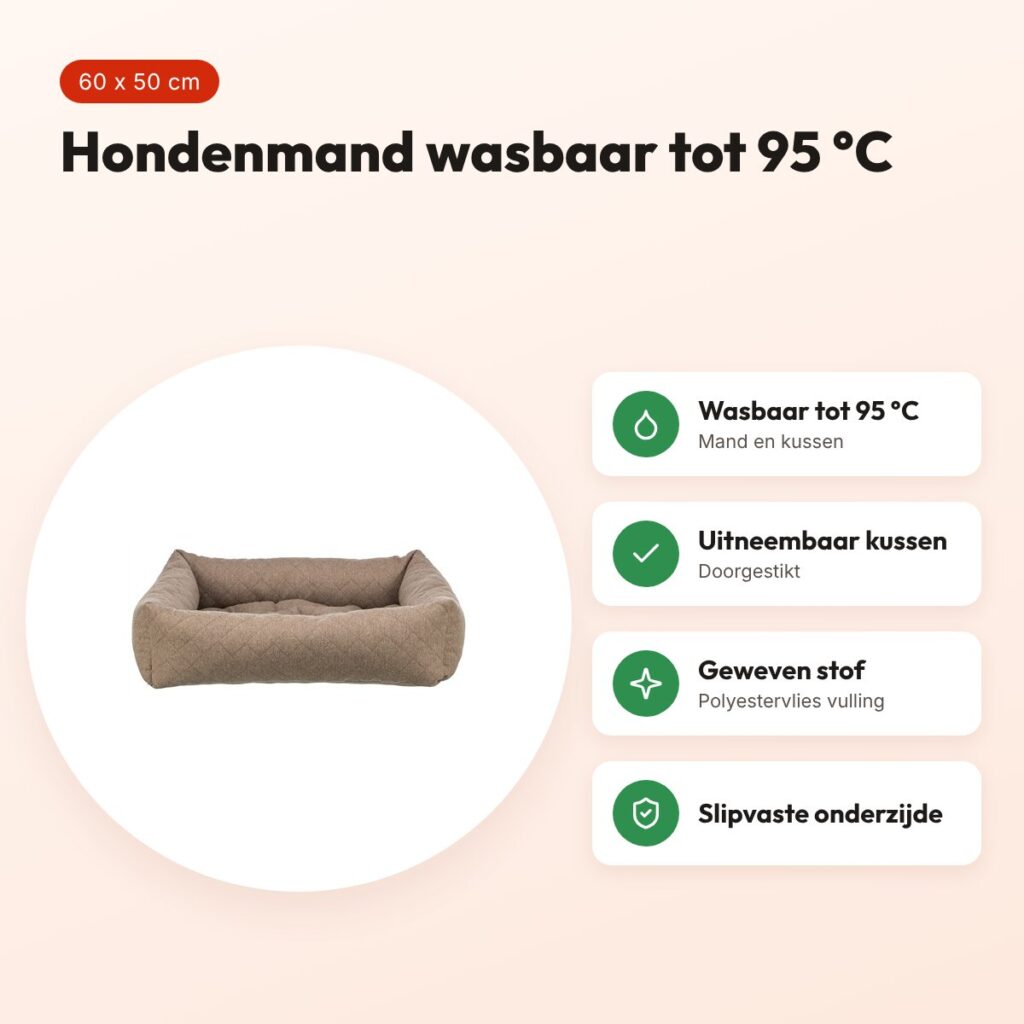 Trixie hondenmand Caliente bruin 60 x 50 cm – wasbaar tot 95 °C – voordelen