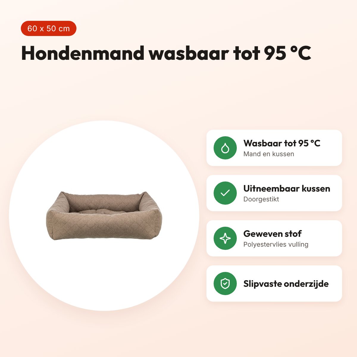 Trixie hondenmand Caliente bruin 60 x 50 cm – wasbaar tot 95 °C – voordelen